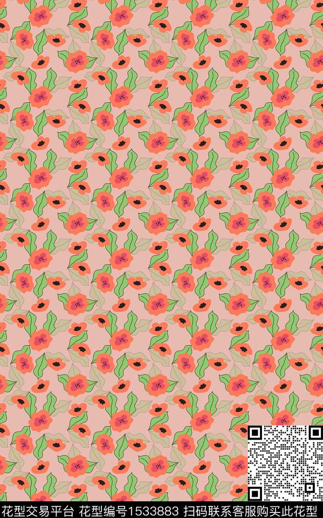 花卉简约小碎花数码印花华亿平台下载（图片编号: 1533883） - 瓦栏（Walan）