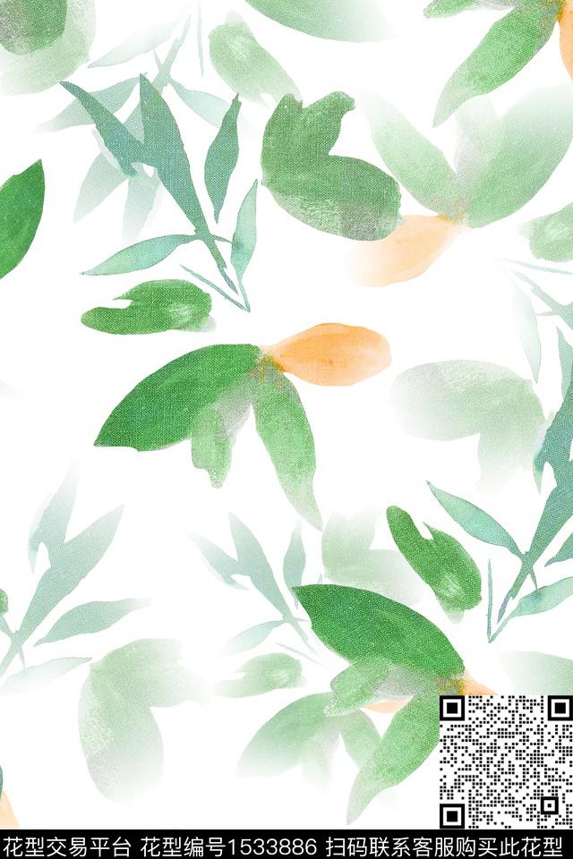 绿植树叶叶子女装数码印花华亿平台下载（图片编号: 1533886） - 瓦栏（Walan）