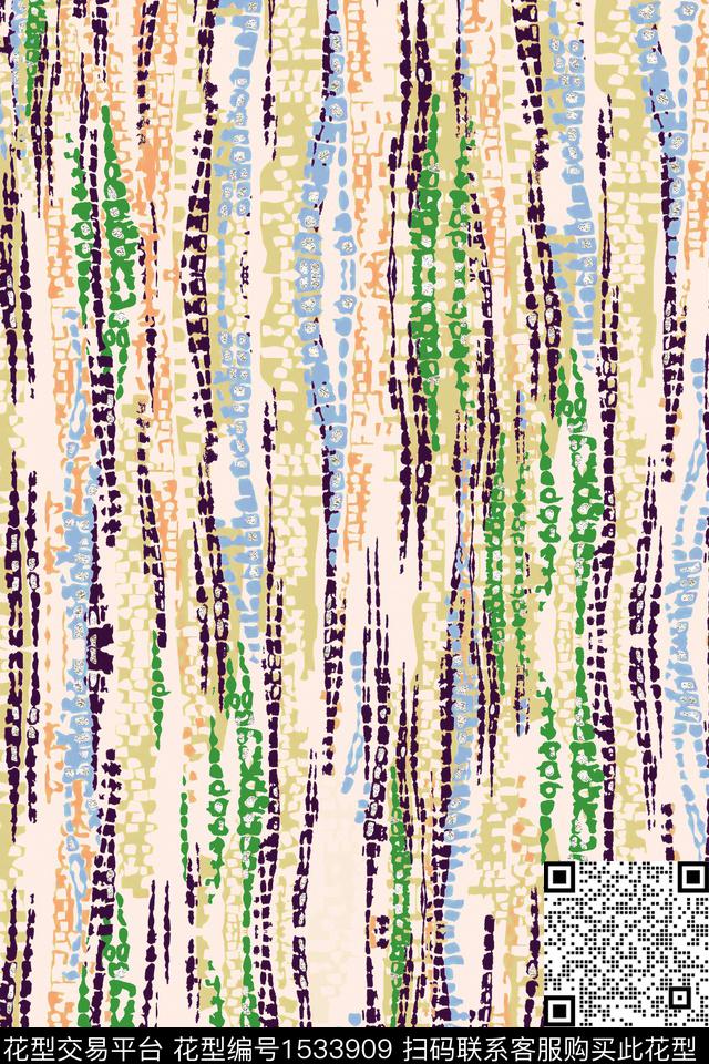 线条抽象几何数码印花华亿平台下载（图片编号: 1533909） - 瓦栏（Walan）