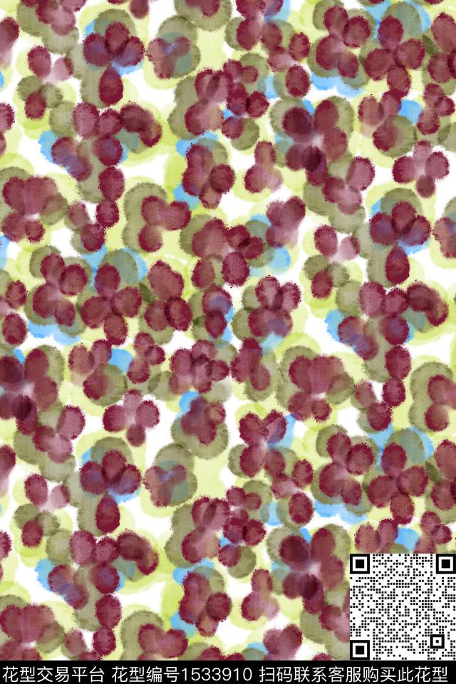 简约水彩笔触数码印花华亿平台下载（图片编号: 1533910） - 瓦栏（Walan）