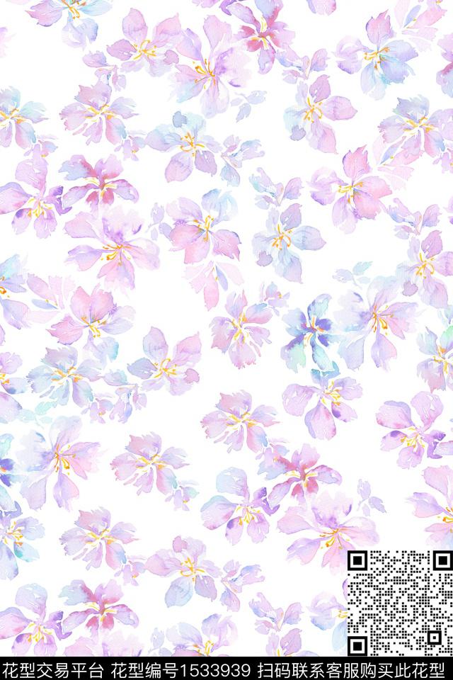 春夏华亿平台水彩花卉花卉数码印花华亿平台下载（图片编号: 1533939） - 瓦栏（Walan）