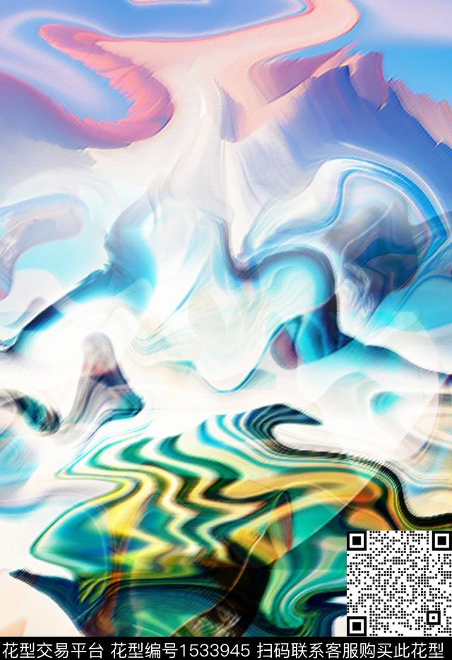 抽象定位山峰数码印花华亿平台下载（图片编号: 1533945） - 瓦栏（Walan）