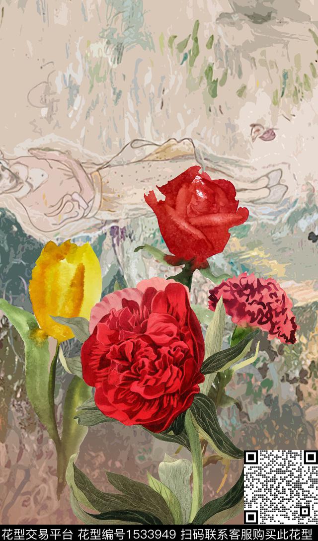 定位花卉数码华亿平台数码印花华亿平台下载（图片编号: 1533949） - 瓦栏（Walan）