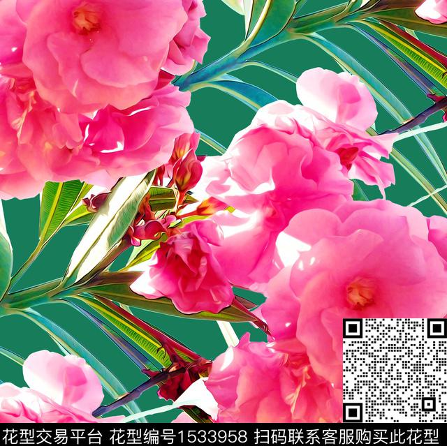 郁金香手绘大花鸢尾花数码印花华亿平台下载（图片编号: 1533958） - 瓦栏（Walan）