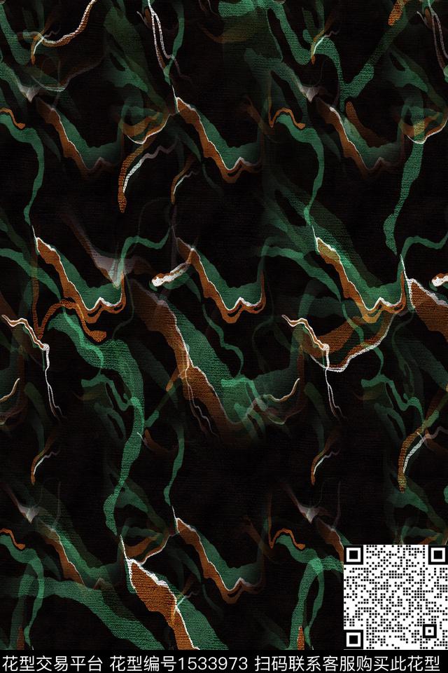 炫彩抽象男装黑底花卉数码印花华亿平台下载（图片编号: 1533973） - 瓦栏（Walan）