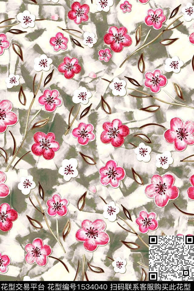 真丝花卉小碎花数码印花华亿平台下载（图片编号: 1534040） - 瓦栏（Walan）