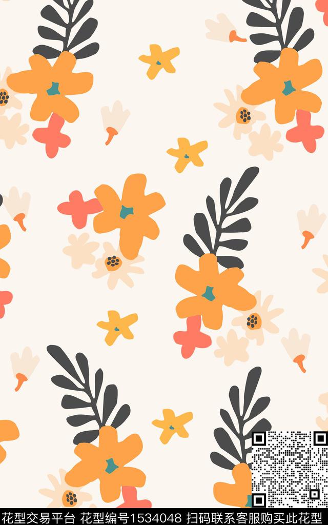 小清新手绘花卉简约传统印花华亿平台下载（图片编号: 1534048） - 瓦栏（Walan）