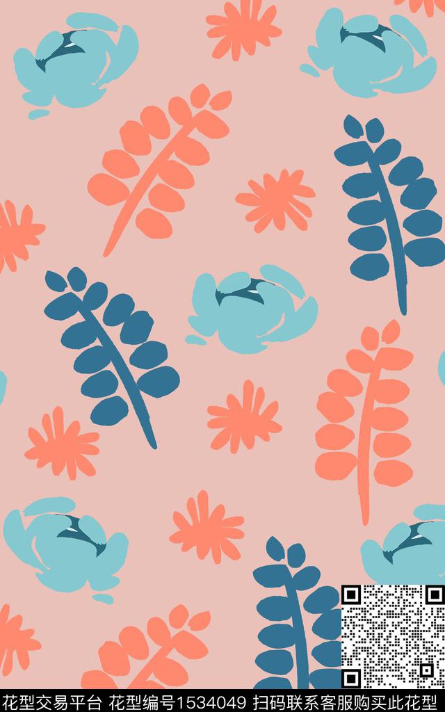 小清新手绘花卉简约传统印花华亿平台下载（图片编号: 1534049） - 瓦栏（Walan）
