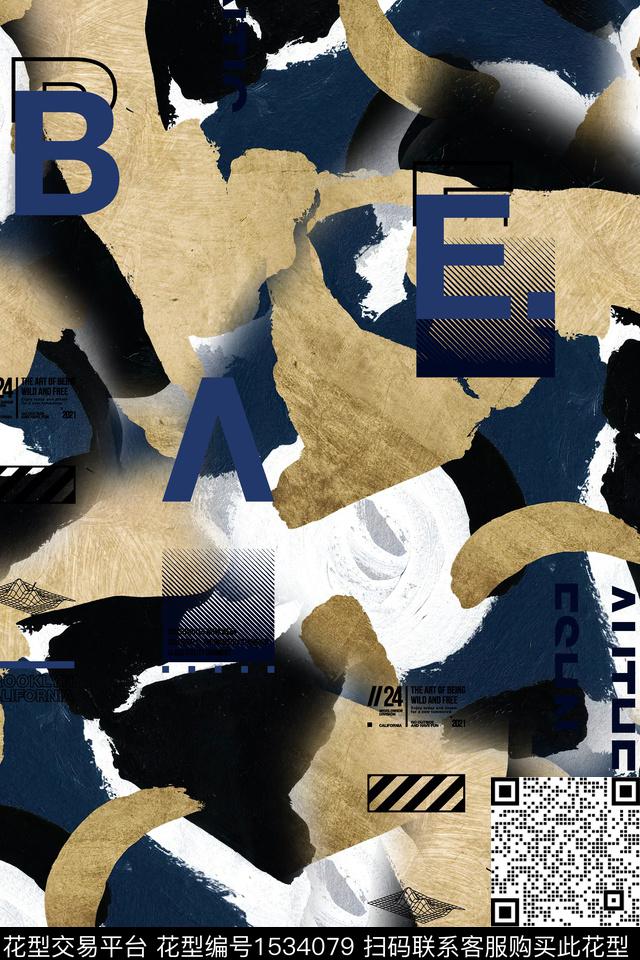 抽象男装字母男装满版花数码印花华亿平台下载（图片编号: 1534079） - 瓦栏（Walan）