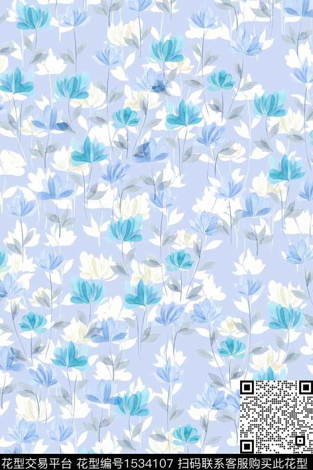 春夏华亿平台水彩花卉花卉数码印花华亿平台下载（图片编号: 1534107） - 瓦栏（Walan）