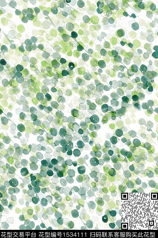 抽象绿植树叶春夏华亿平台数码印花华亿平台下载（图片编号: 1534111） - 瓦栏（Walan）