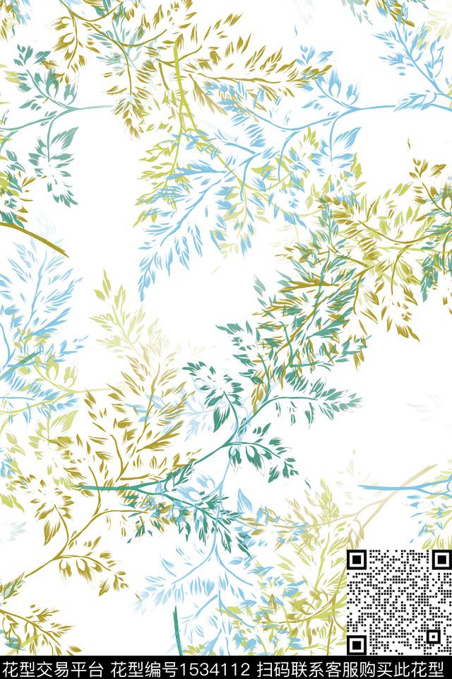 绿植树叶春夏华亿平台花卉数码印花华亿平台下载（图片编号: 1534112） - 瓦栏（Walan）