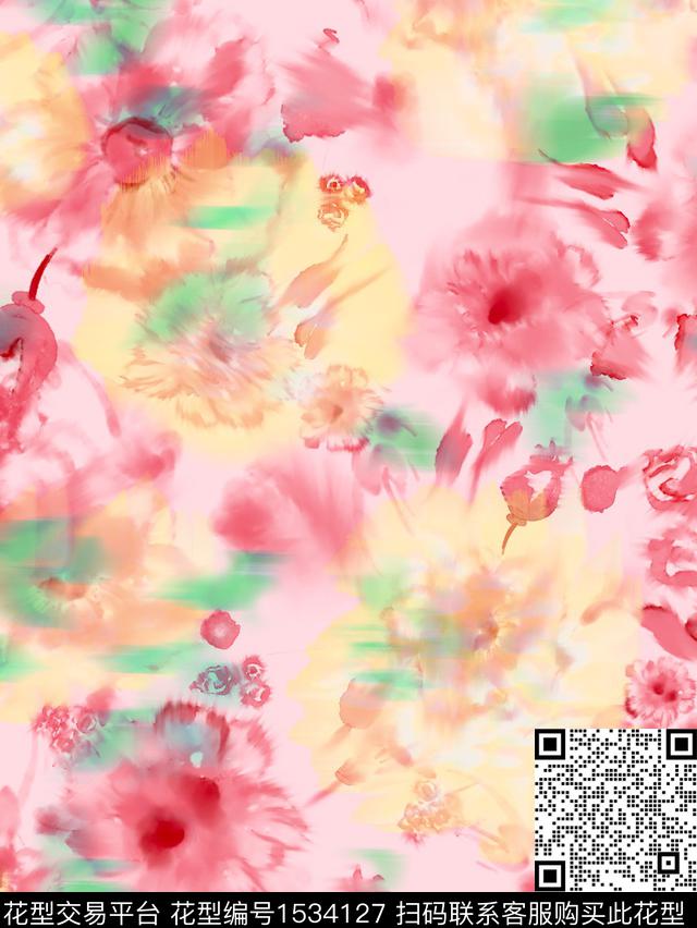 水彩花卉数码华亿平台数码印花华亿平台下载（图片编号: 1534127） - 瓦栏（Walan）