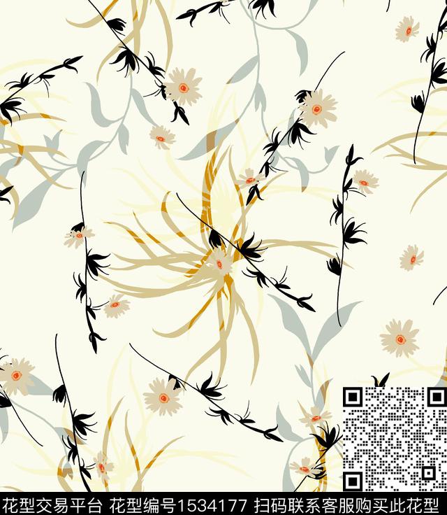 女装花卉连衣裙数码印花华亿平台下载（图片编号: 1534177） - 瓦栏（Walan）