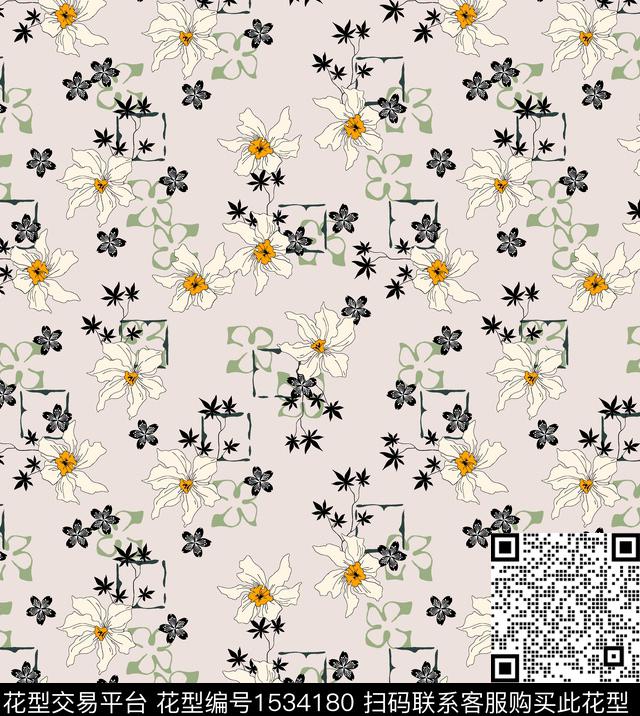 女装花卉连衣裙数码印花华亿平台下载（图片编号: 1534180） - 瓦栏（Walan）