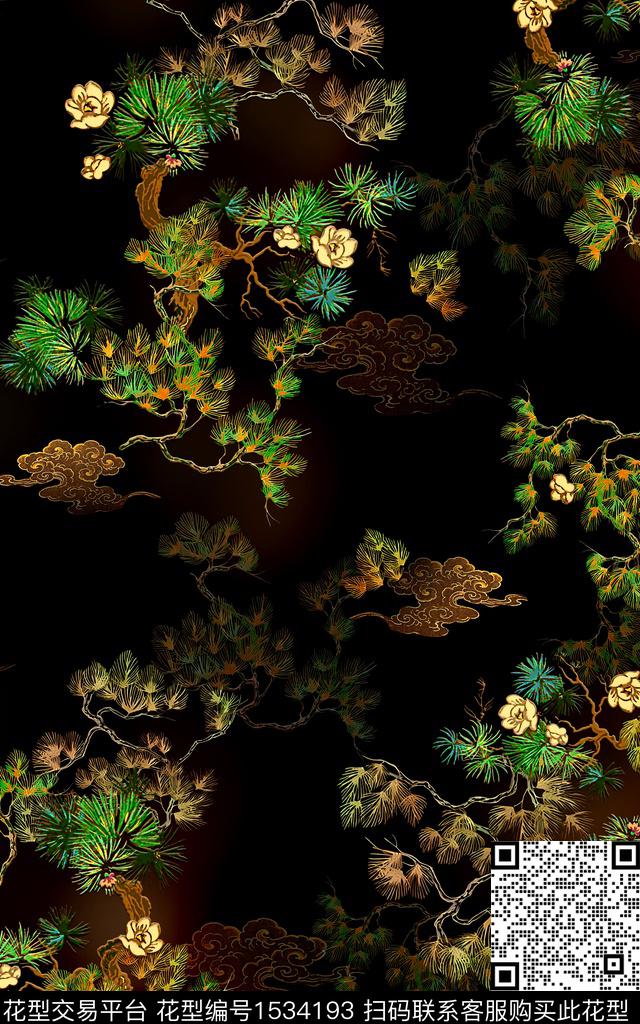 香云纱数码华亿平台中国风数码印花华亿平台下载（图片编号: 1534193） - 瓦栏（Walan）