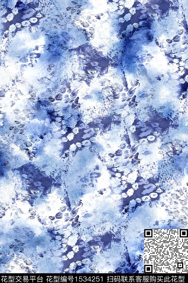 真丝抽象数码印花华亿平台下载（图片编号: 1534251） - 瓦栏（Walan）