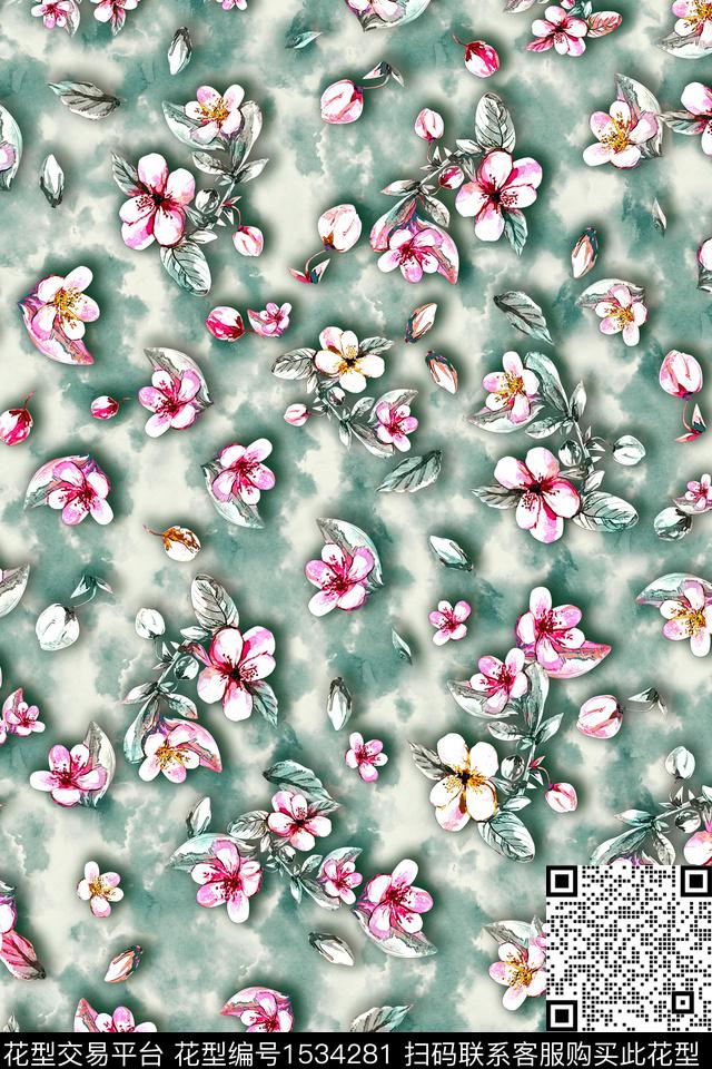 真丝花卉小碎花数码印花华亿平台下载（图片编号: 1534281） - 瓦栏（Walan）