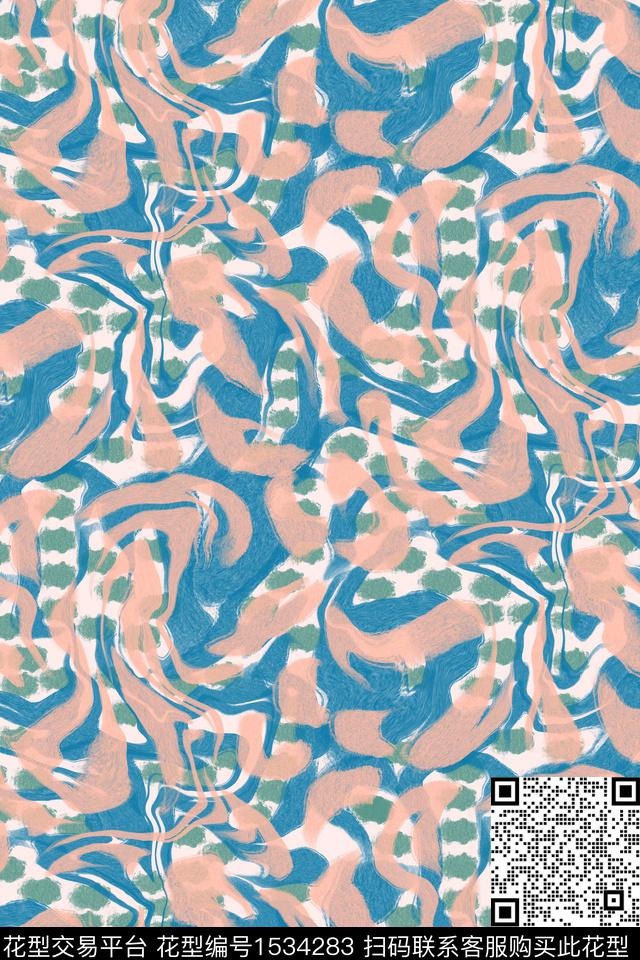 肌理简约抽象数码印花华亿平台下载（图片编号: 1534283） - 瓦栏（Walan）