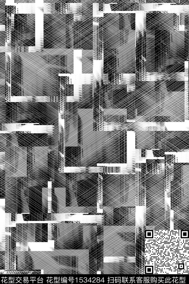线条几何满版散花数码印花华亿平台下载（图片编号: 1534284） - 瓦栏（Walan）