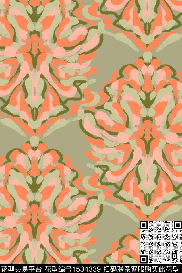 古典花纹民族风笔触数码印花华亿平台下载（图片编号: 1534339） - 瓦栏（Walan）