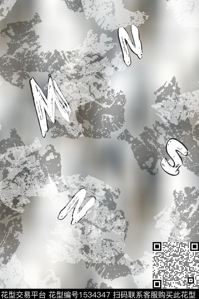 抽象男装字母男装满版花数码印花华亿平台下载（图片编号: 1534347） - 瓦栏（Walan）