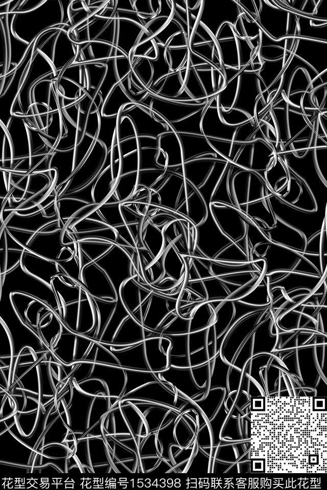 金属抽象男装休闲数码印花华亿平台下载（图片编号: 1534398） - 瓦栏（Walan）