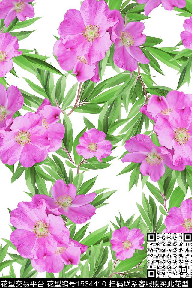 田园绿植树叶小清新数码印花华亿平台下载（图片编号: 1534410） - 瓦栏（Walan）