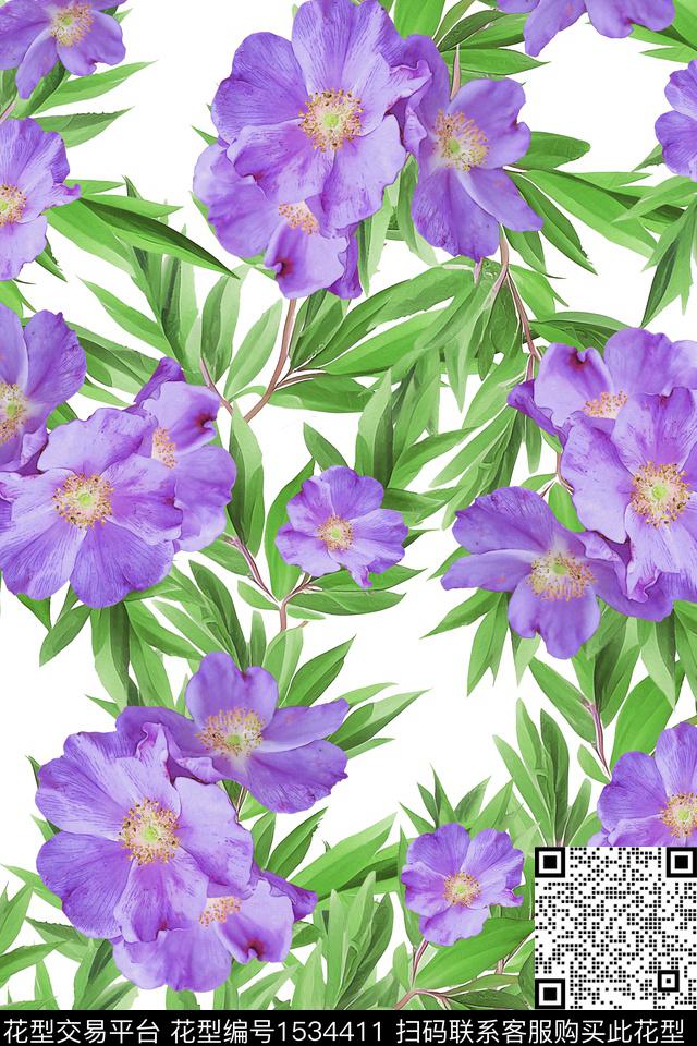 田园绿植树叶小清新数码印花华亿平台下载（图片编号: 1534411） - 瓦栏（Walan）