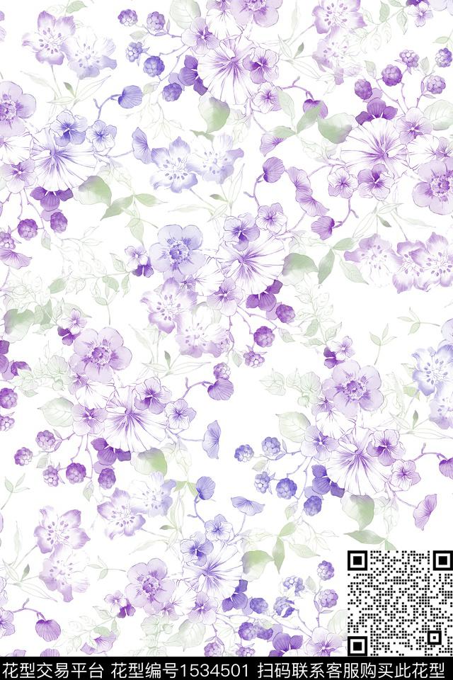 水彩春夏华亿平台花卉数码印花华亿平台下载（图片编号: 1534501） - 瓦栏（Walan）