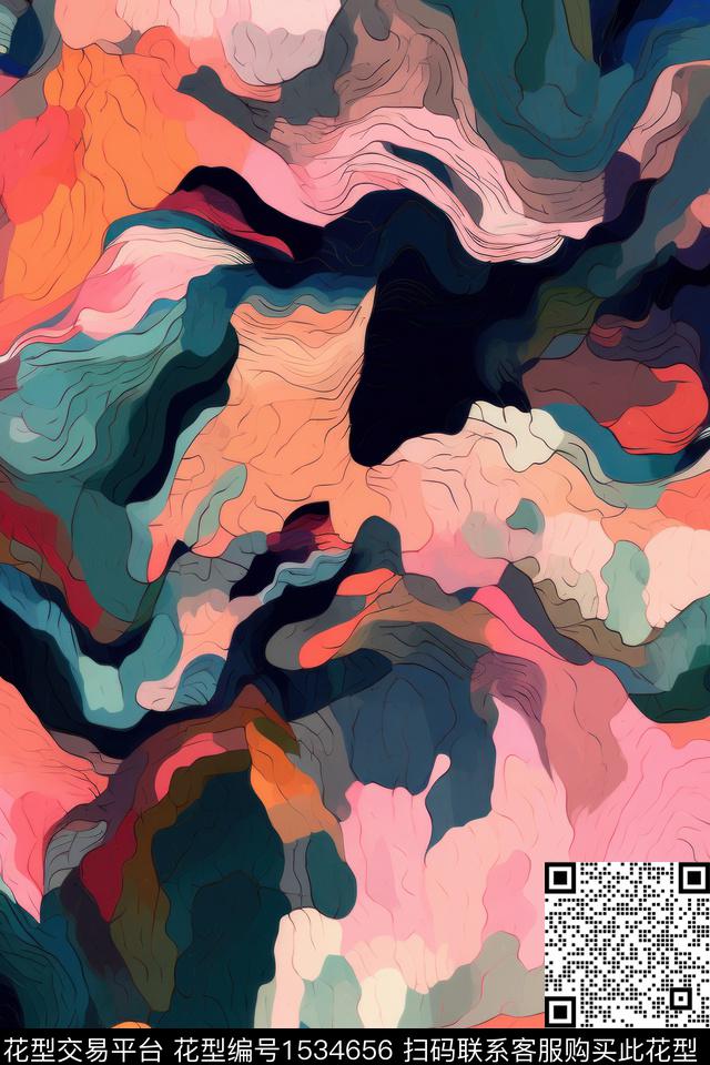 抽象肌理数码华亿平台数码印花华亿平台下载（图片编号: 1534656） - 瓦栏（Walan）