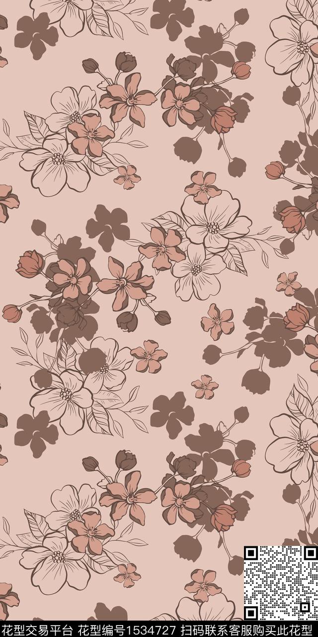 绿植树叶花卉小花数码印花华亿平台下载（图片编号: 1534727） - 瓦栏（Walan）