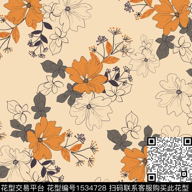 绿植树叶花卉小花数码印花华亿平台下载（图片编号: 1534728） - 瓦栏（Walan）