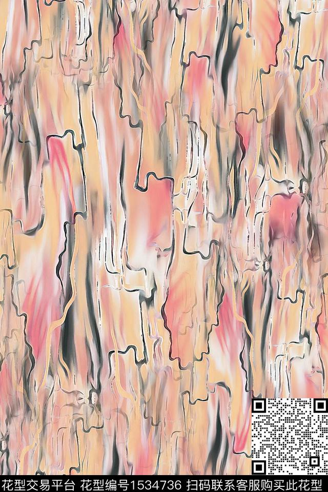 肌理抽象女装数码印花华亿平台下载（图片编号: 1534736） - 瓦栏（Walan）