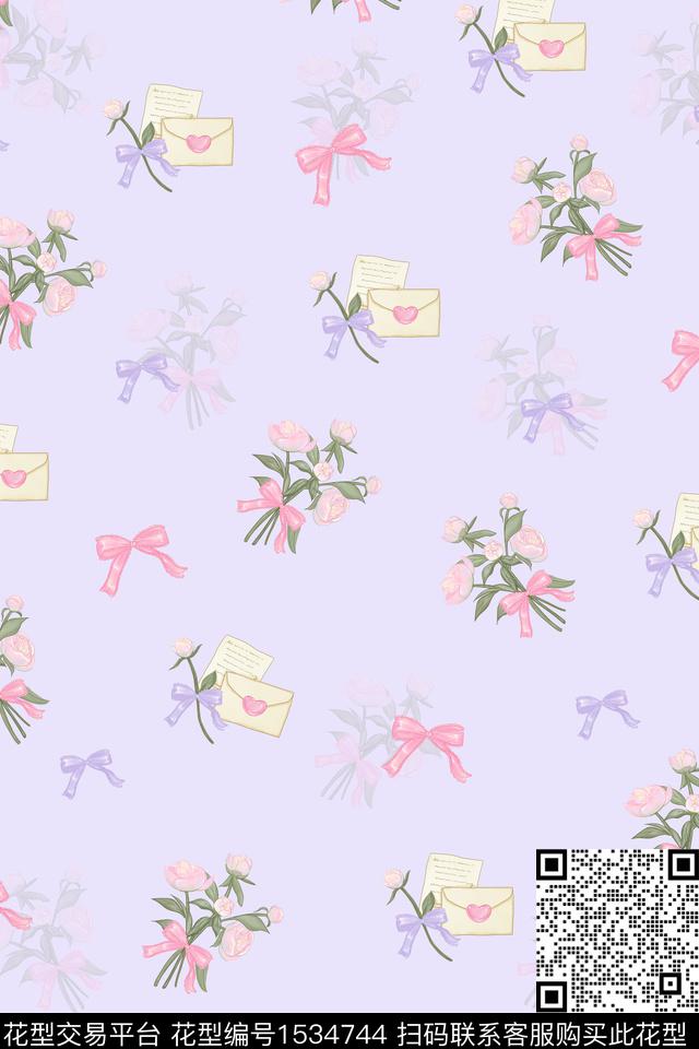 少女清爽底花卉花卉数码印花华亿平台下载（图片编号: 1534744） - 瓦栏（Walan）