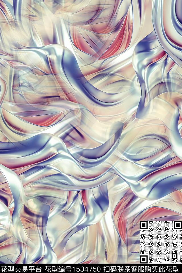 肌理抽象女装数码印花华亿平台下载（图片编号: 1534750） - 瓦栏（Walan）