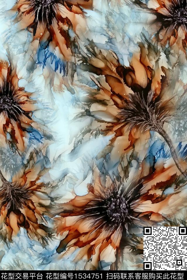 肌理抽象女装数码印花华亿平台下载（图片编号: 1534751） - 瓦栏（Walan）