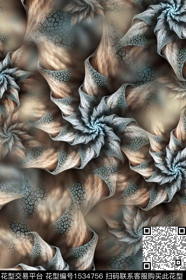 肌理抽象女装数码印花华亿平台下载（图片编号: 1534756） - 瓦栏（Walan）