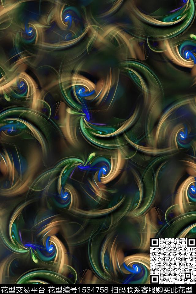 肌理抽象女装数码印花华亿平台下载（图片编号: 1534758） - 瓦栏（Walan）