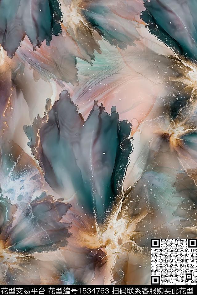 肌理抽象女装数码印花华亿平台下载（图片编号: 1534763） - 瓦栏（Walan）