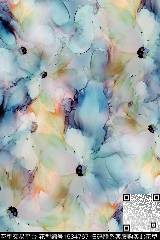 肌理抽象女装数码印花华亿平台下载（图片编号: 1534767） - 瓦栏（Walan）