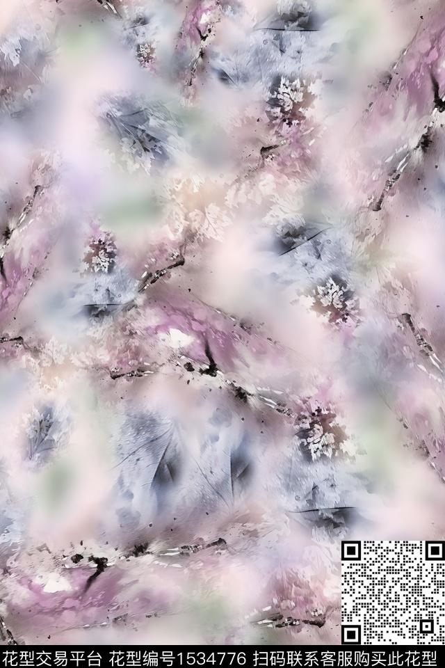 肌理抽象女装数码印花华亿平台下载（图片编号: 1534776） - 瓦栏（Walan）