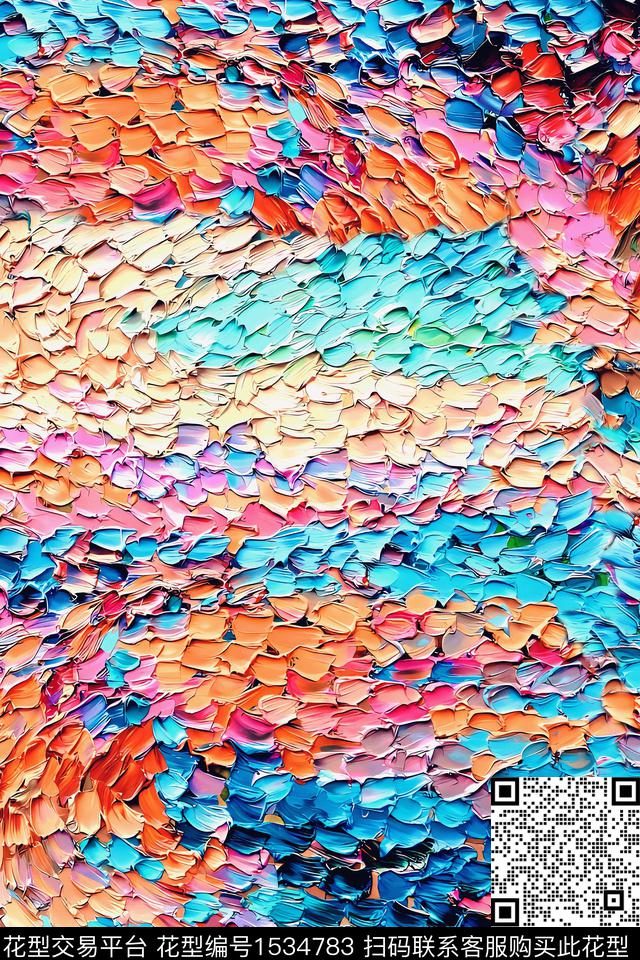 抽象几何油画华亿平台数码印花华亿平台下载（图片编号: 1534783） - 瓦栏（Walan）