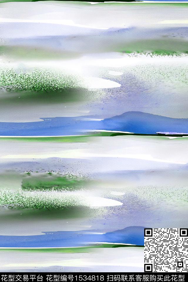 抽象水彩条纹数码印花华亿平台下载（图片编号: 1534818） - 瓦栏（Walan）