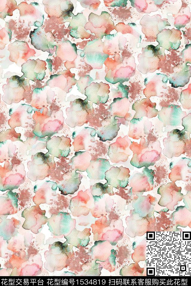 抽象水彩肌理数码印花华亿平台下载（图片编号: 1534819） - 瓦栏（Walan）