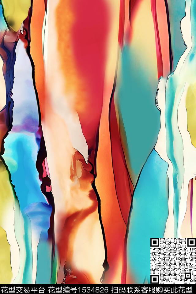 抽象真丝肌理数码印花华亿平台下载（图片编号: 1534826） - 瓦栏（Walan）