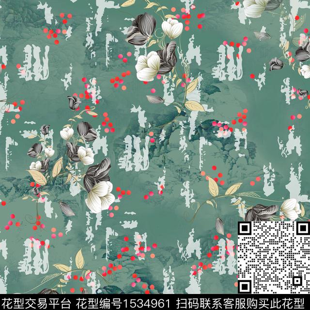 女装花卉连衣裙数码印花华亿平台下载（图片编号: 1534961） - 瓦栏（Walan）