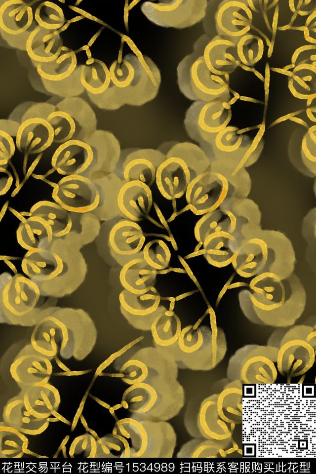 奢华黑底花卉花卉数码印花华亿平台下载（图片编号: 1534989） - 瓦栏（Walan）