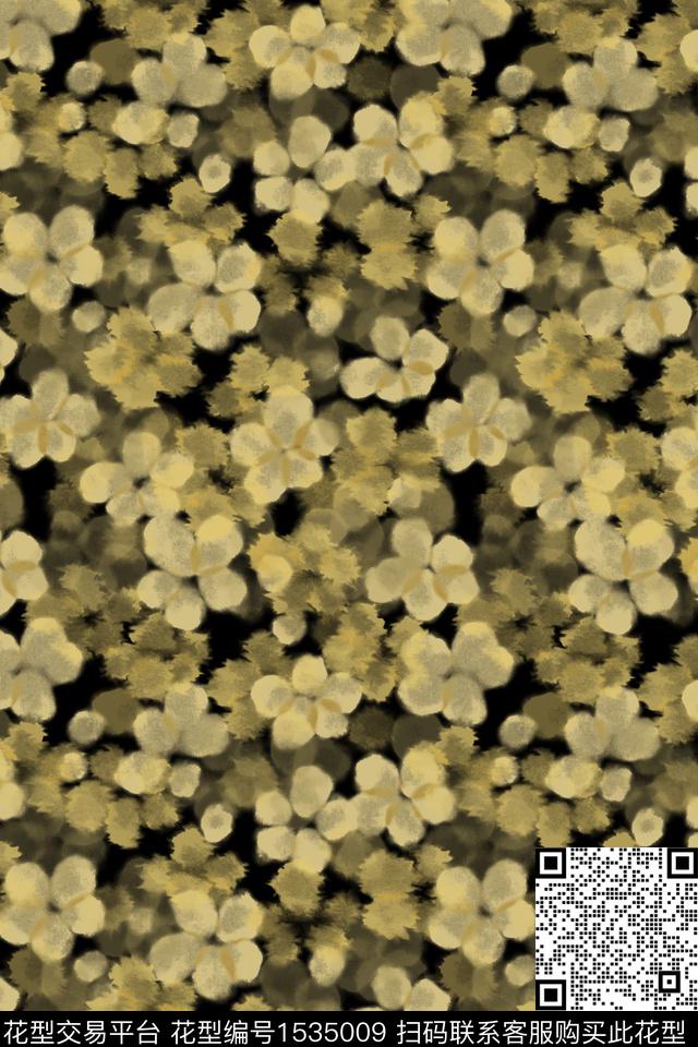 黑底花卉秋冬华亿平台淑女数码印花华亿平台下载（图片编号: 1535009） - 瓦栏（Walan）