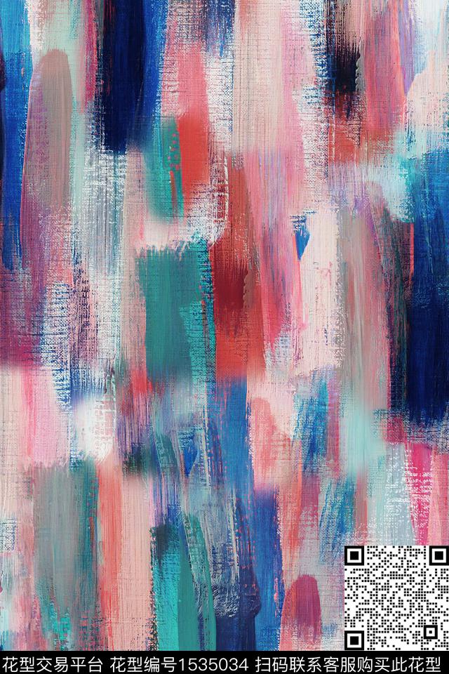 抽象油画肌理数码印花华亿平台下载（图片编号: 1535034） - 瓦栏（Walan）